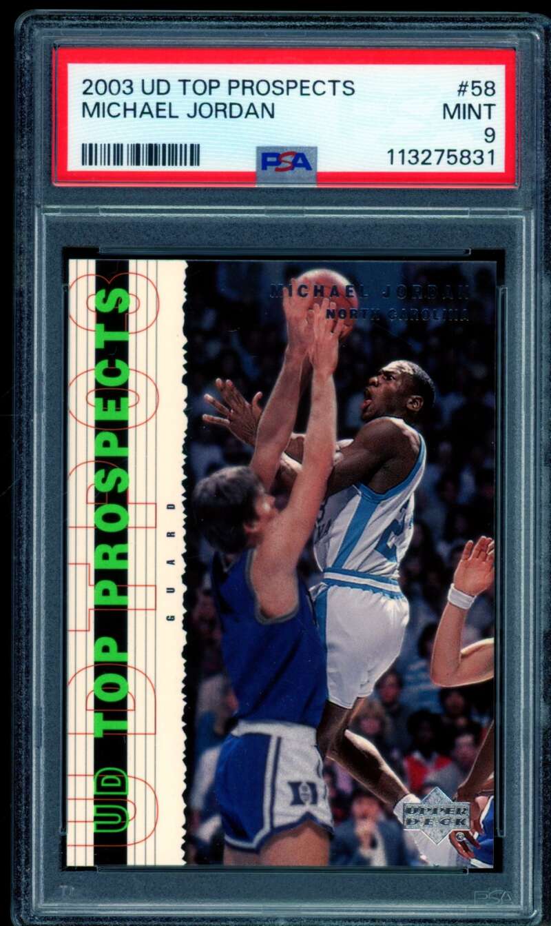 Michael Jordan Card 2003-04 UD Top Prospects #58 PSA 9 Image 1