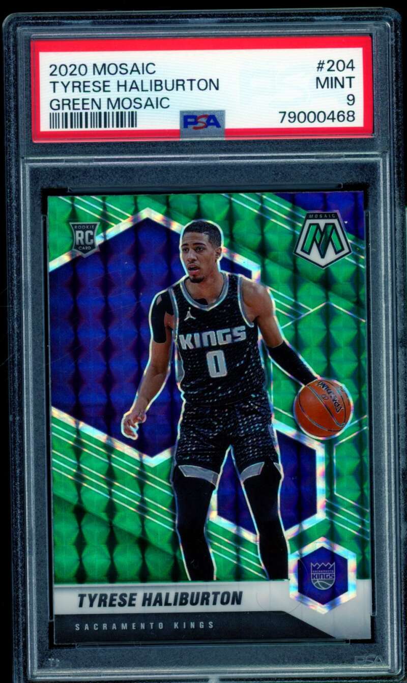 Tyrese Haliburton Rookie Card 2020-21 Mosaic Green #204 PSA 9 Image 1