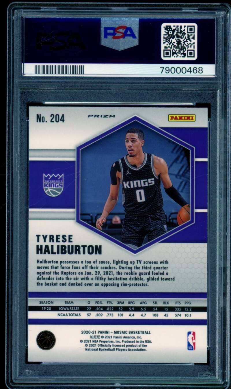 Tyrese Haliburton Rookie Card 2020-21 Mosaic Green #204 PSA 9 Image 2