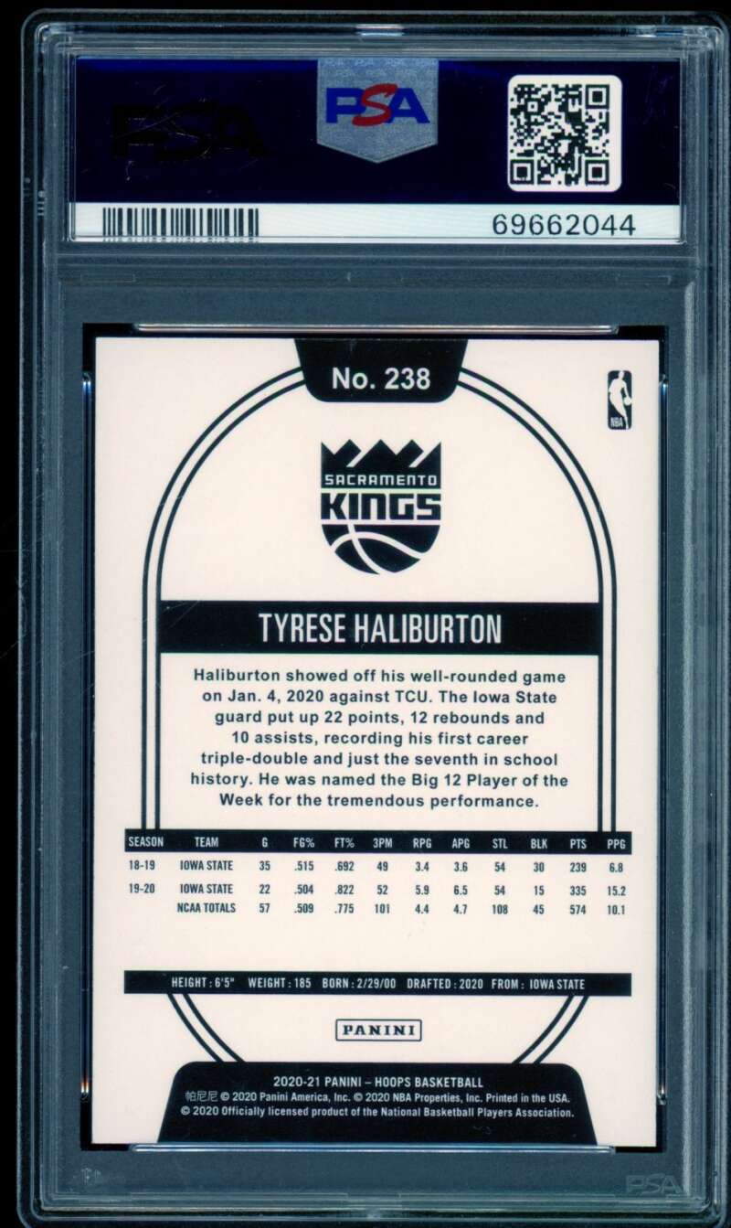 Tyrese Haliburton Rookie Card 2020-21 Panini Hoops #238 PSA 9 Image 2
