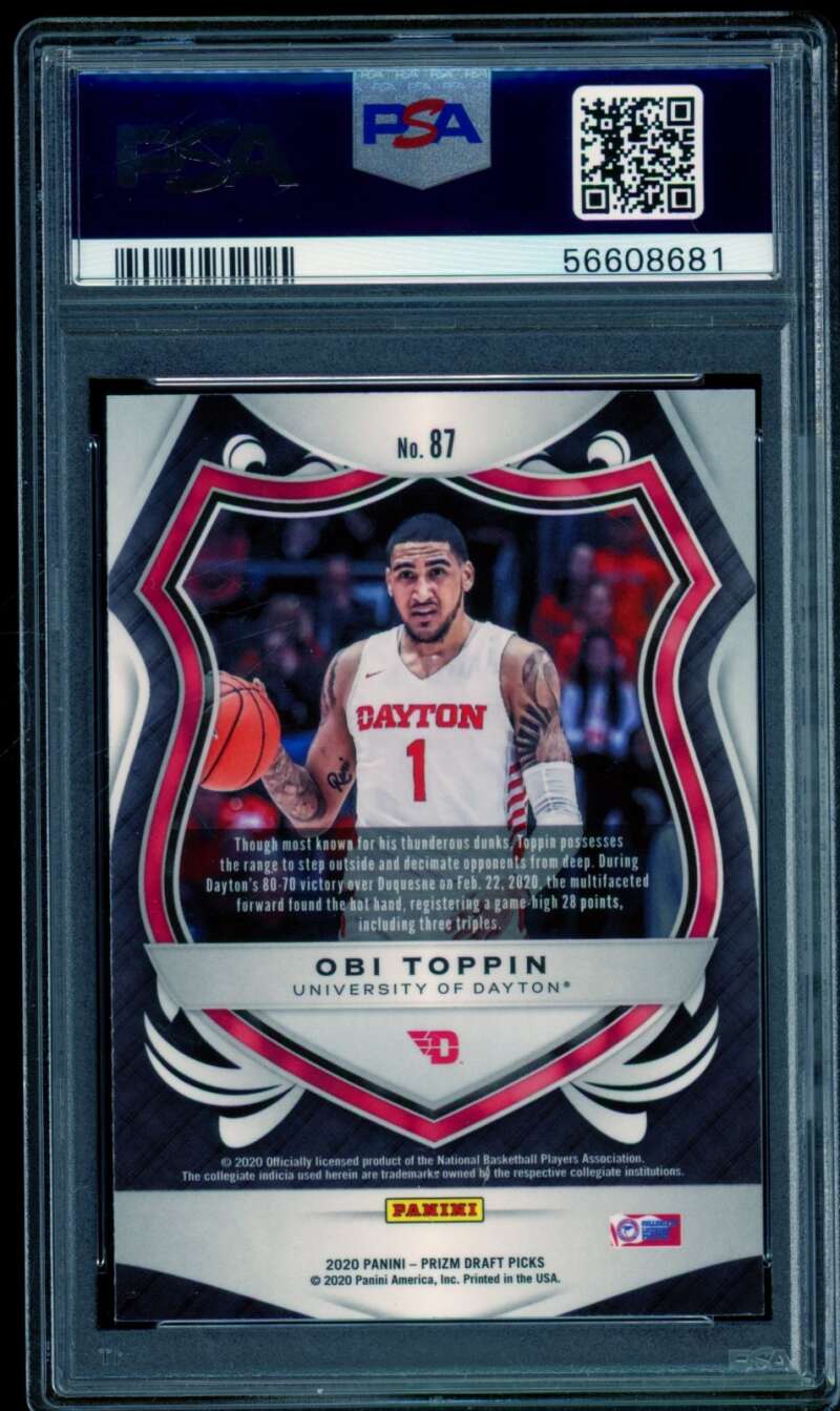 Obi Toppin Rookie Card 2020-21 Panini Prizm DP #87 PSA 10 Image 2