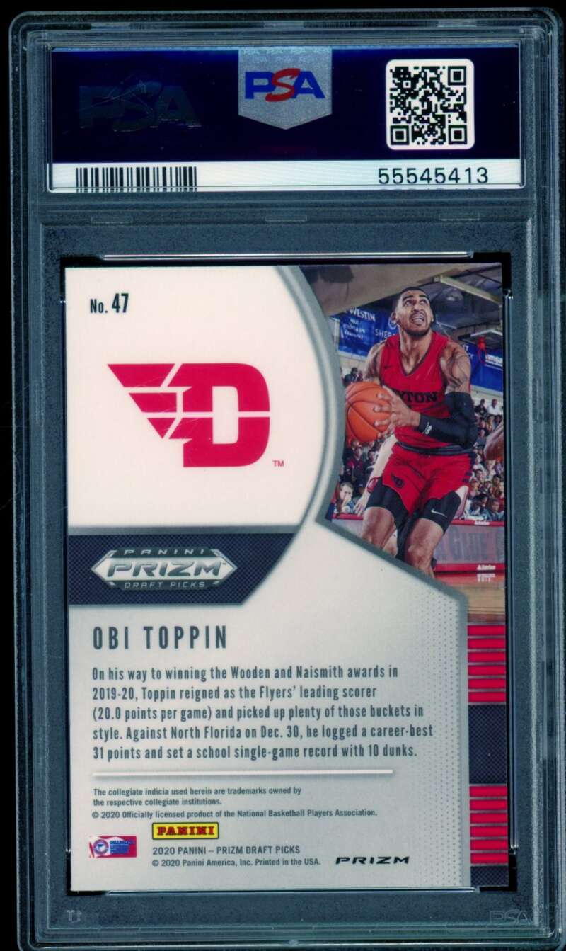 Obi Toppin Rookie Card 2020-21 Panini Prizm DP Pink Ice #47 PSA 9 Image 2