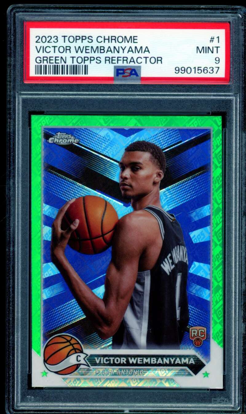 Victor Wembanyama Rookie 2023-24 Topps Chrome Green Topps Refractor #1 PSA 9 Image 1
