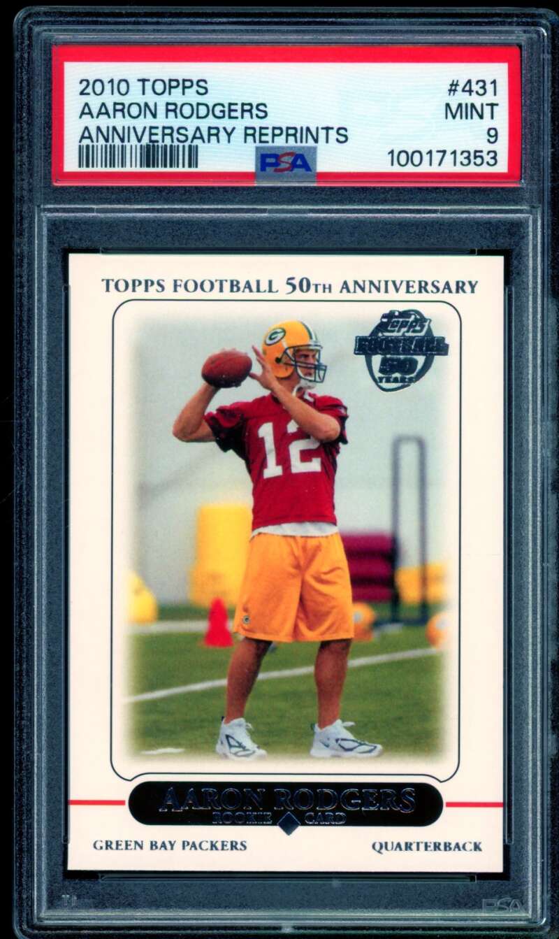 Aaron Rodgers Card 2010 Topps Anniversary Reprints #431 PSA 9 Image 1
