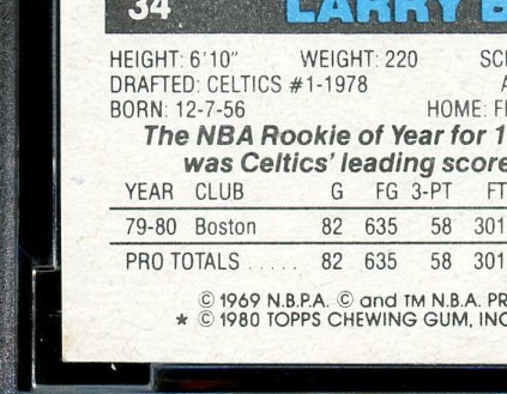 1980-81 Topps #6 Magic Johnson / Erving/ Larry Bird Rookie BGS BCCG 9 Near Mint+ Image 9