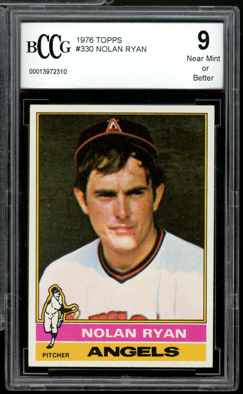 1976 Topps #330 Nolan Ryan Card BGS BCCG 9 Near Mint+ Image 1