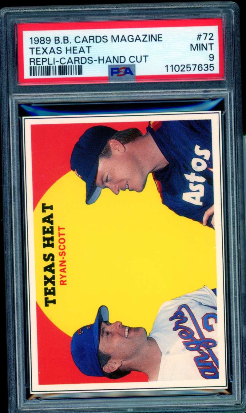 Mike Scott / Nolan Ryan Card 1989 B.B. Cards Magazine Texas Heat #72 PSA 9 Image 1