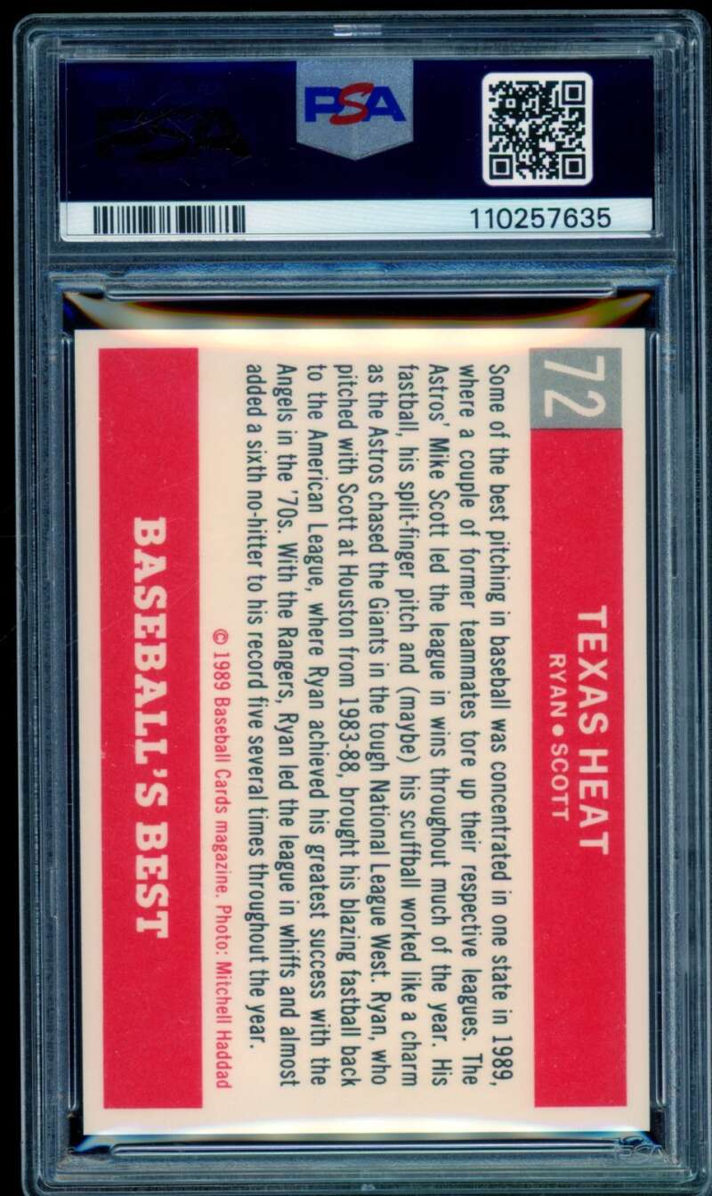 Mike Scott / Nolan Ryan Card 1989 B.B. Cards Magazine Texas Heat #72 PSA 9 Image 2