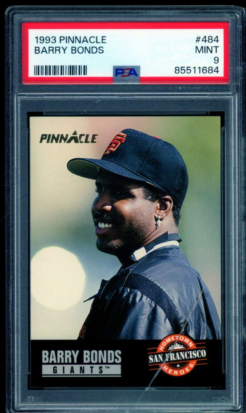Barry Bonds Card 1993 Pinnacle #484 PSA 9 (cracked holder) Image 1