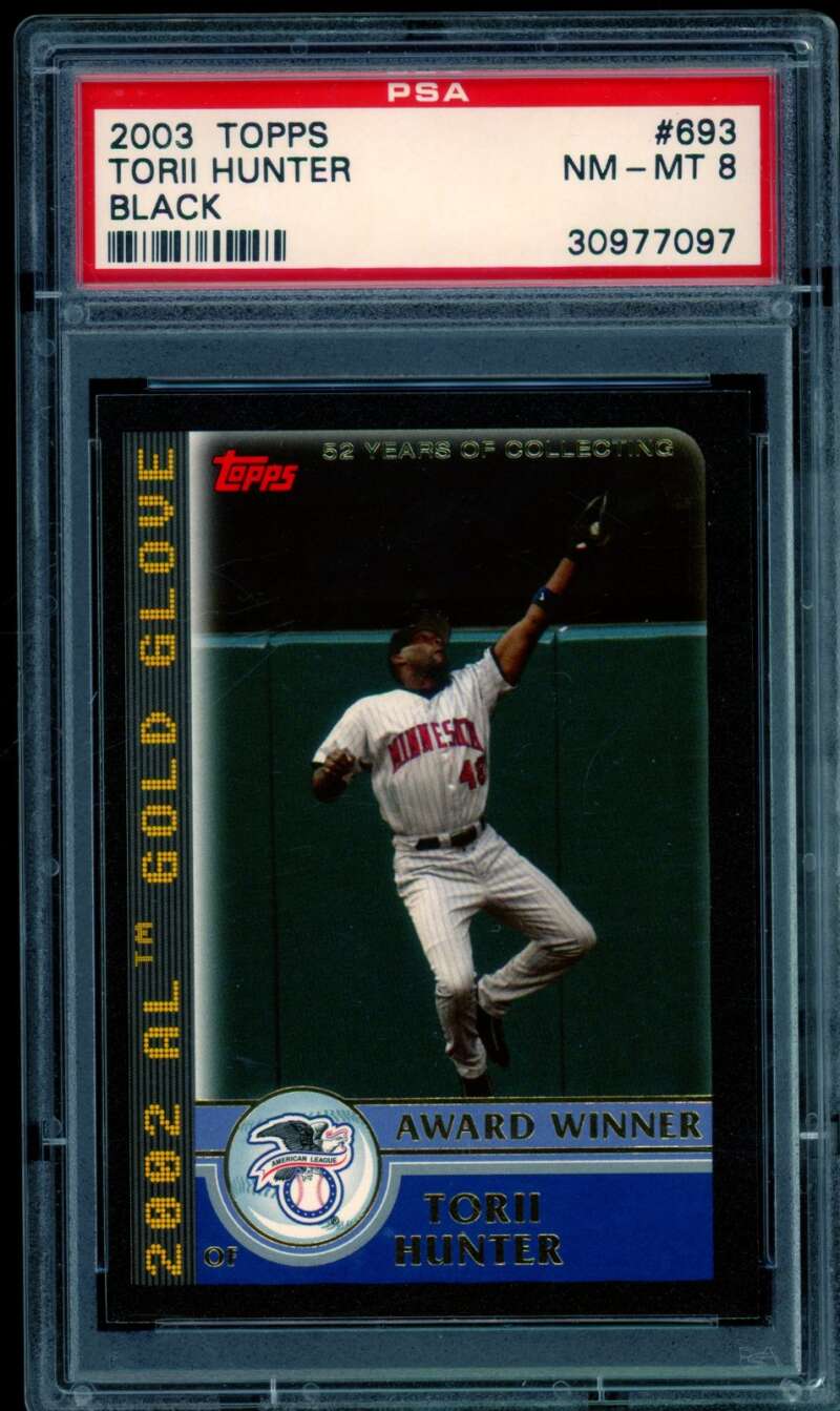 Torii Hunter Card 2003 Topps Black (20/52) (pop 1) #693 PSA 8 Image 1