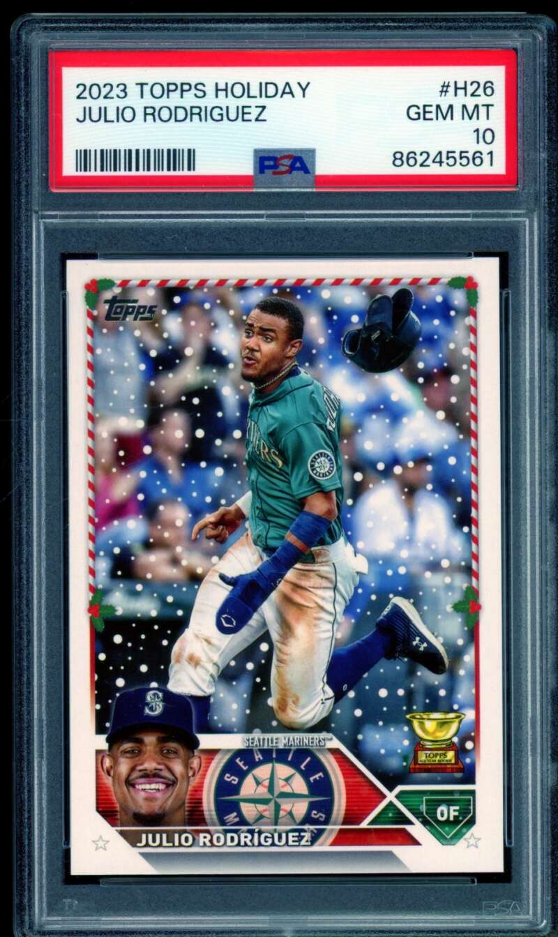 Julio Rodriguez Card 2023 Topps Holiday #H26 PSA 10 Image 1