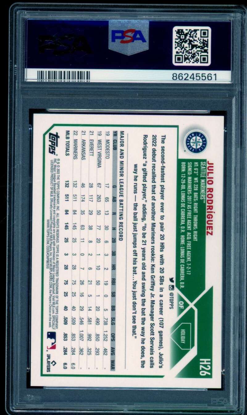 Julio Rodriguez Card 2023 Topps Holiday #H26 PSA 10 Image 2