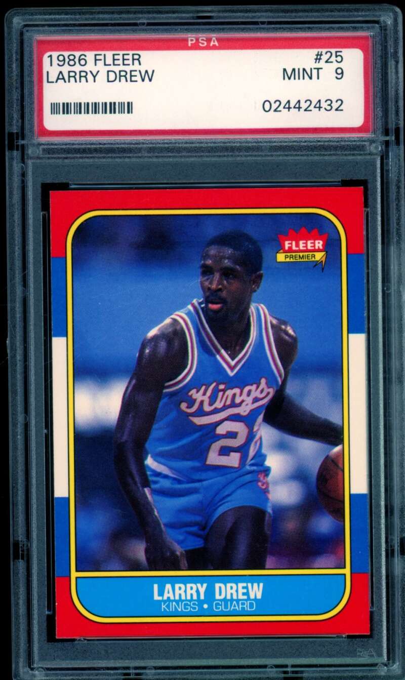Larry Drew Rookie Card 1986-87 Fleer #25 PSA 9 Image 1