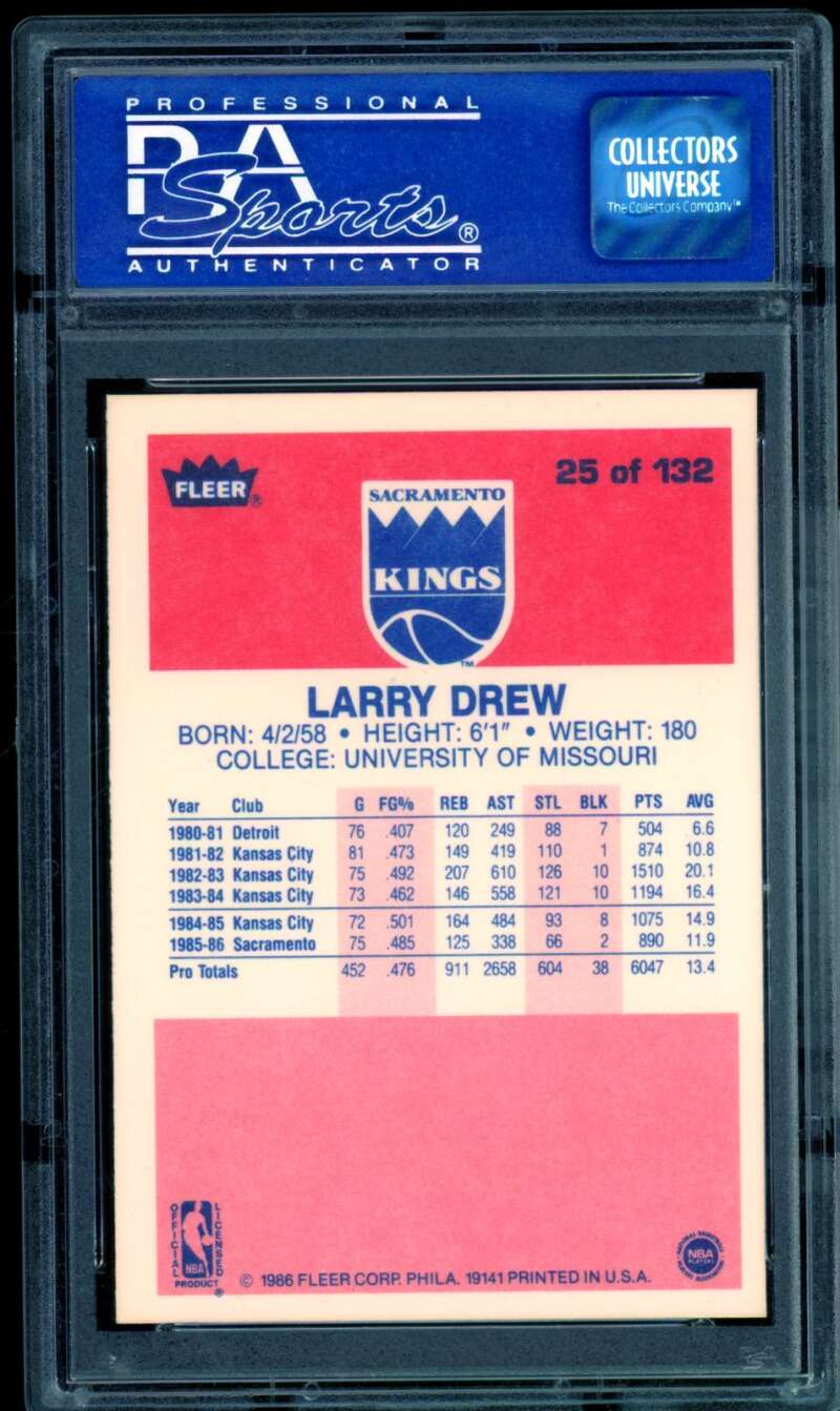 Larry Drew Rookie Card 1986-87 Fleer #25 PSA 9 Image 2