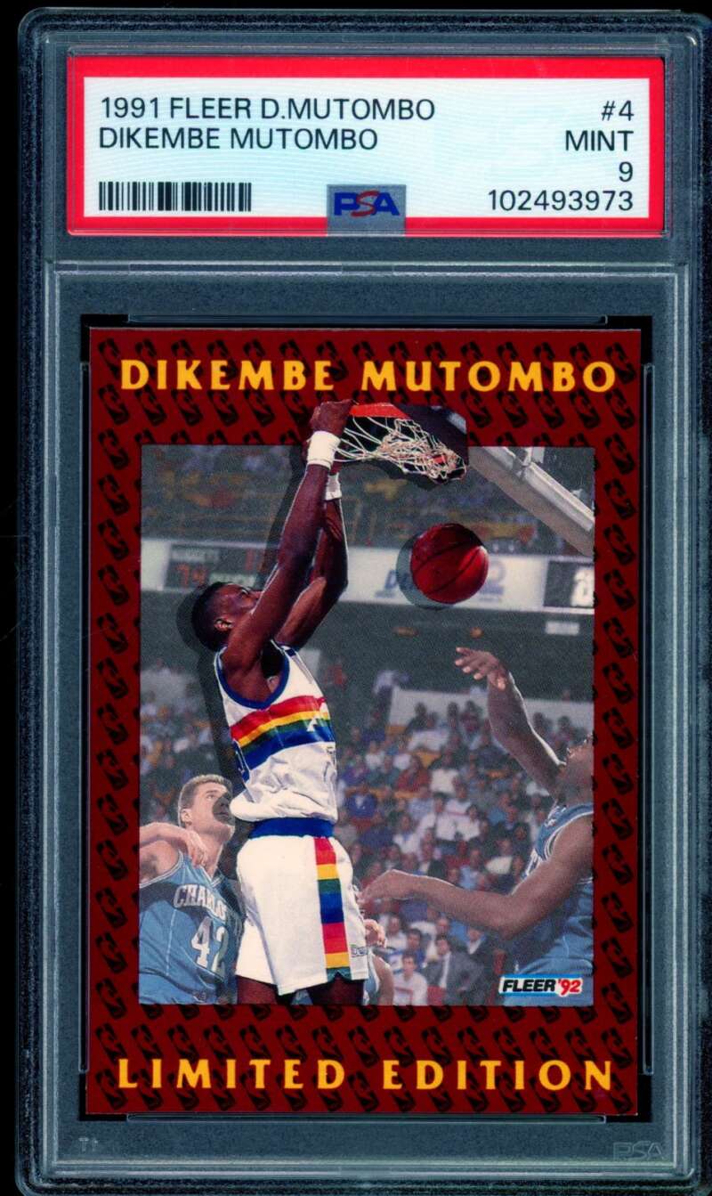 Dikembe Mutombo Rookie Card 1991-92 Fleer #4 PSA 9 Image 1