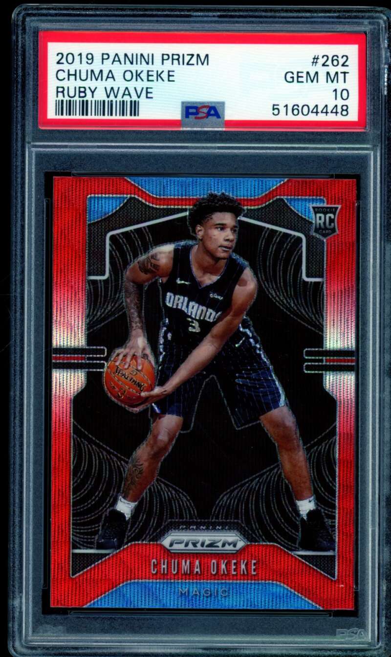 Chuma Okeke Rookie Card 2019-20 Panini Prizm Ruby Wave #262 PSA 10 Image 1