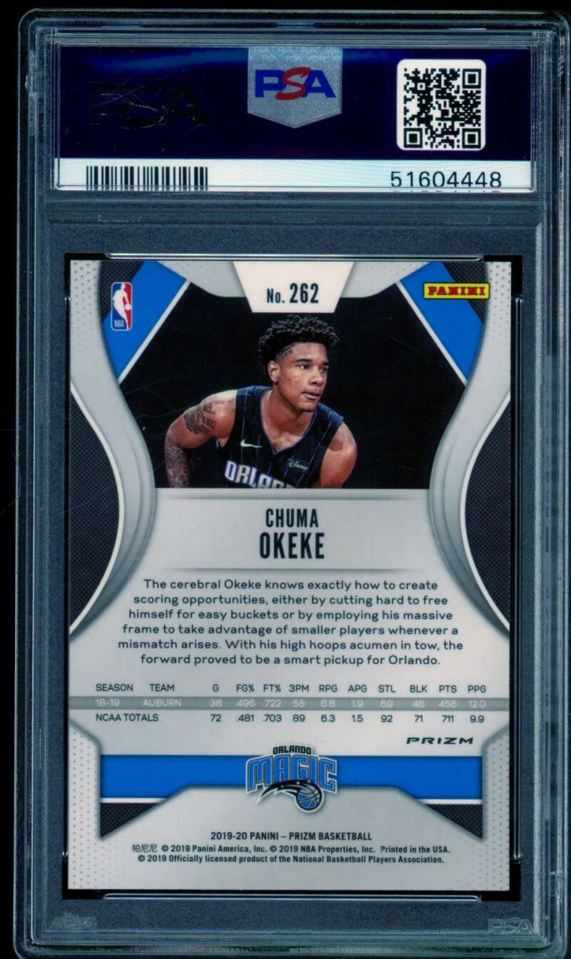 Chuma Okeke Rookie Card 2019-20 Panini Prizm Ruby Wave #262 PSA 10 Image 2
