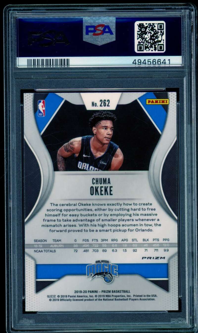 Chuma Okeke Rookie Card 2019-20 Panini Prizm Silver #262 PSA 10 Image 2