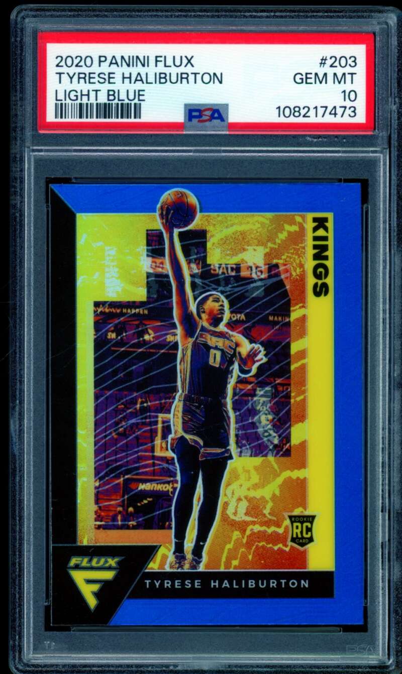 Tyrese Haliburton Rookie Card 2020-21 Panini Flux Light Blue #203 PSA 10 Image 1