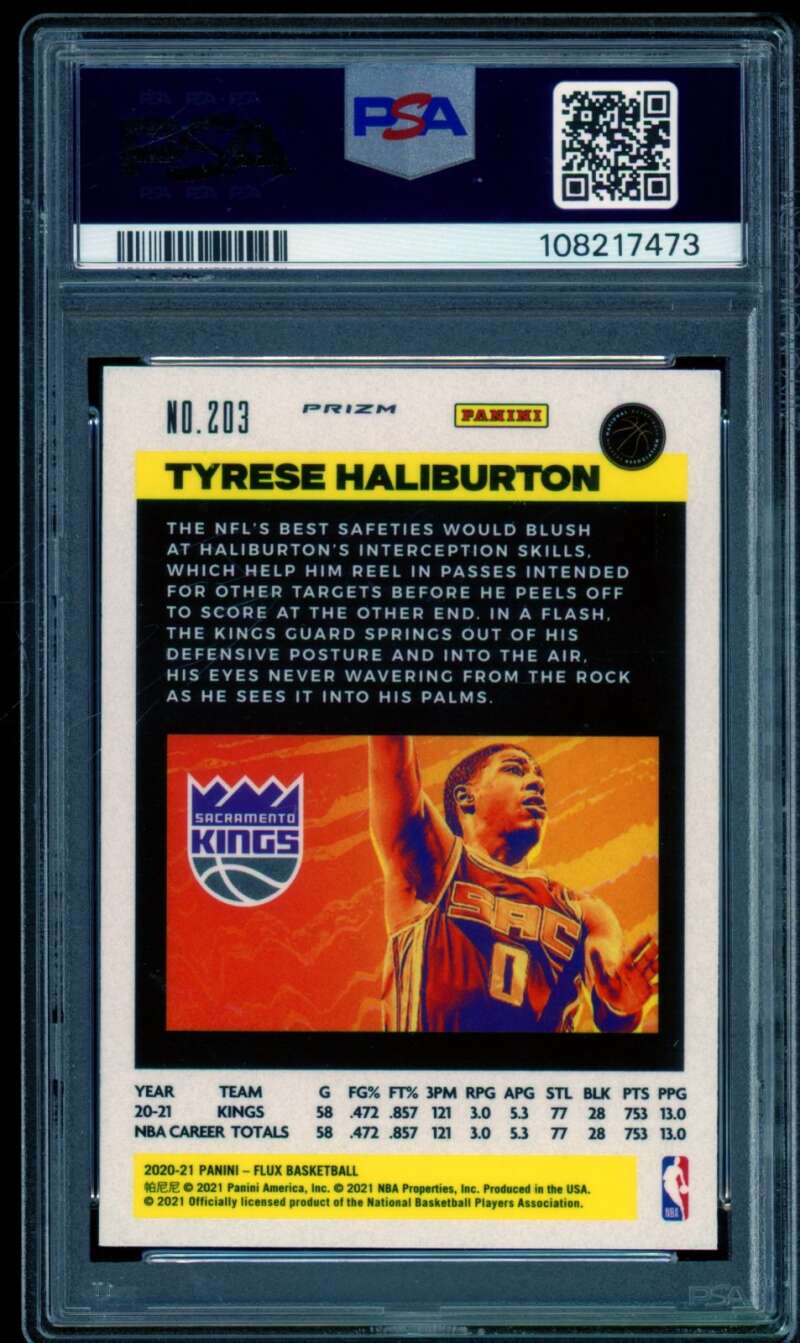 Tyrese Haliburton Rookie Card 2020-21 Panini Flux Light Blue #203 PSA 10 Image 2