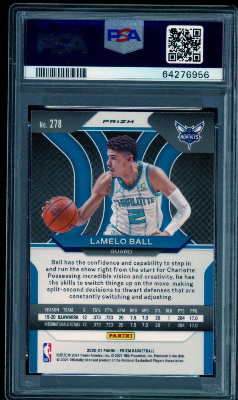 LaMelo Ball Rookie Card 2020-21 Panini Prizm Hyper #278 PSA 9 Image 2