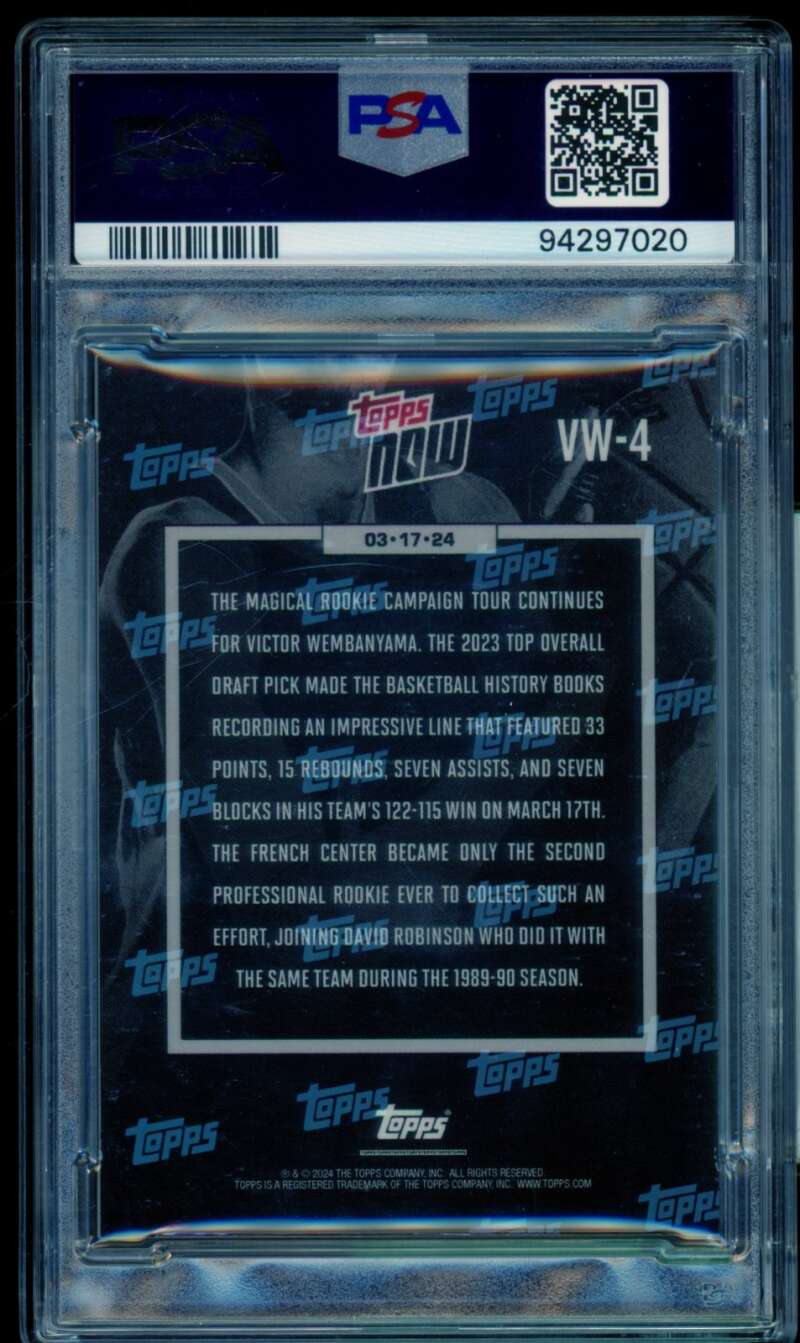 Victor Wembanyama Rookie Card 2023-24 Topps Now #VW4 PSA 9 Image 2