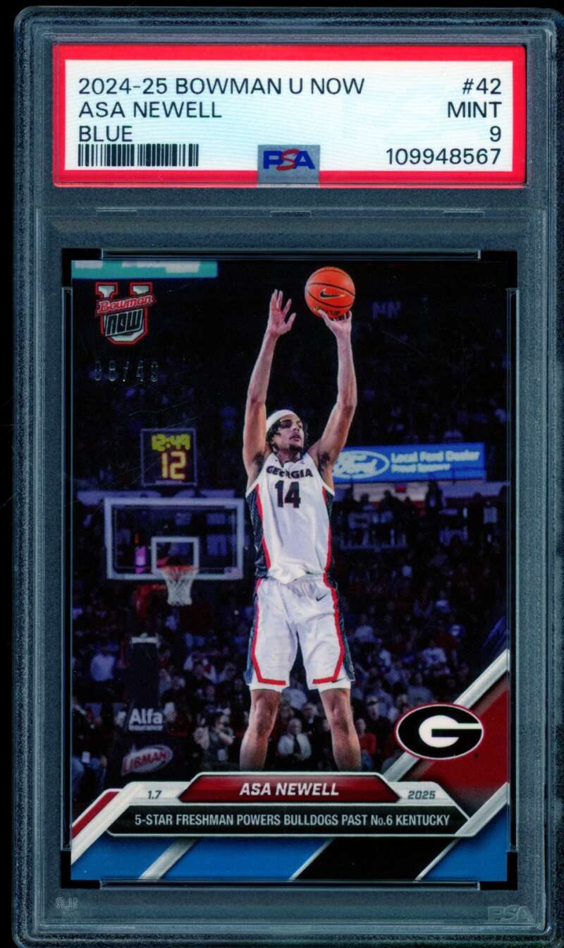 Asa Newell Card 2024-25 Bowman U Now Blue (8/49) #42 PSA 9 Image 1
