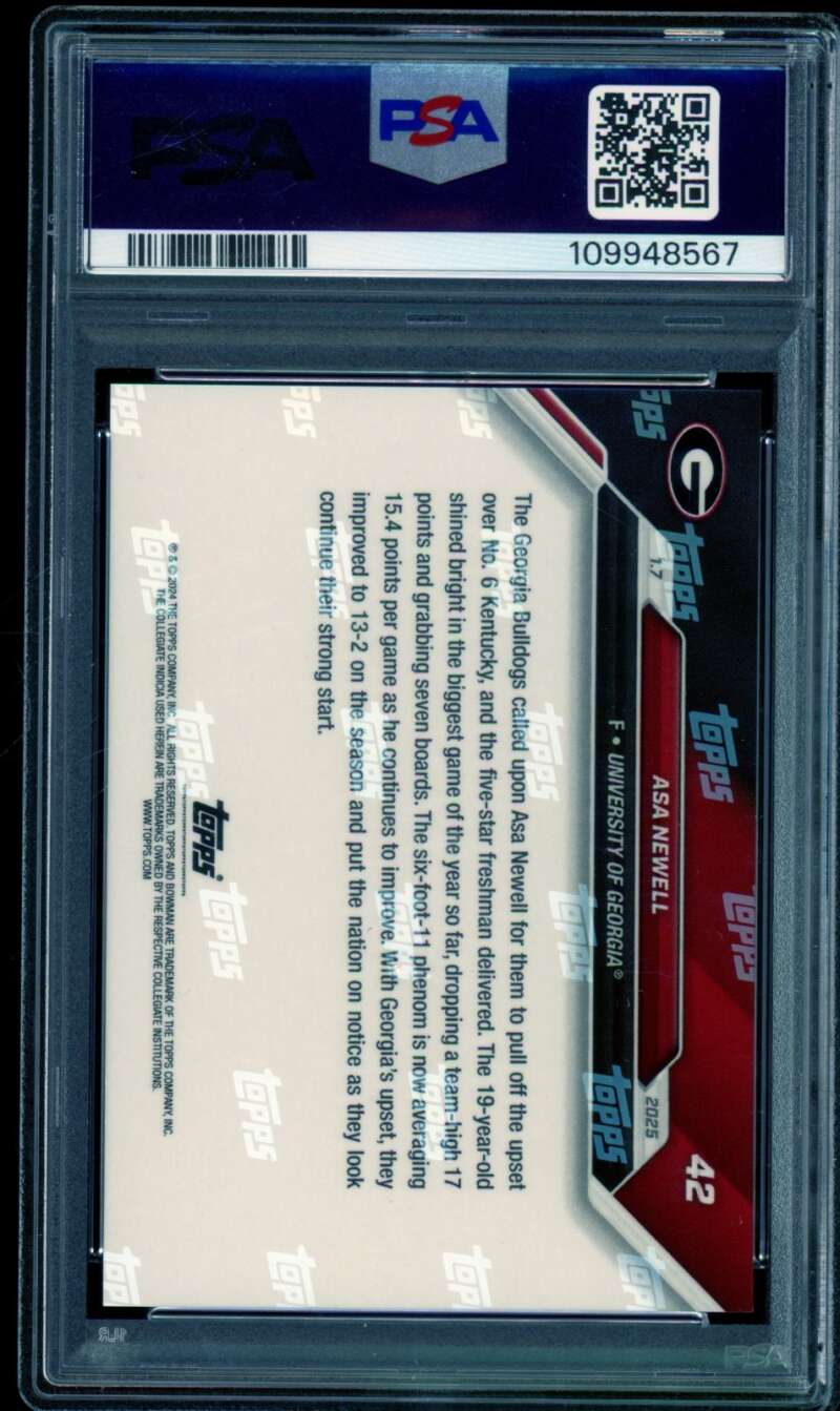 Asa Newell Card 2024-25 Bowman U Now Blue (8/49) #42 PSA 9 Image 2