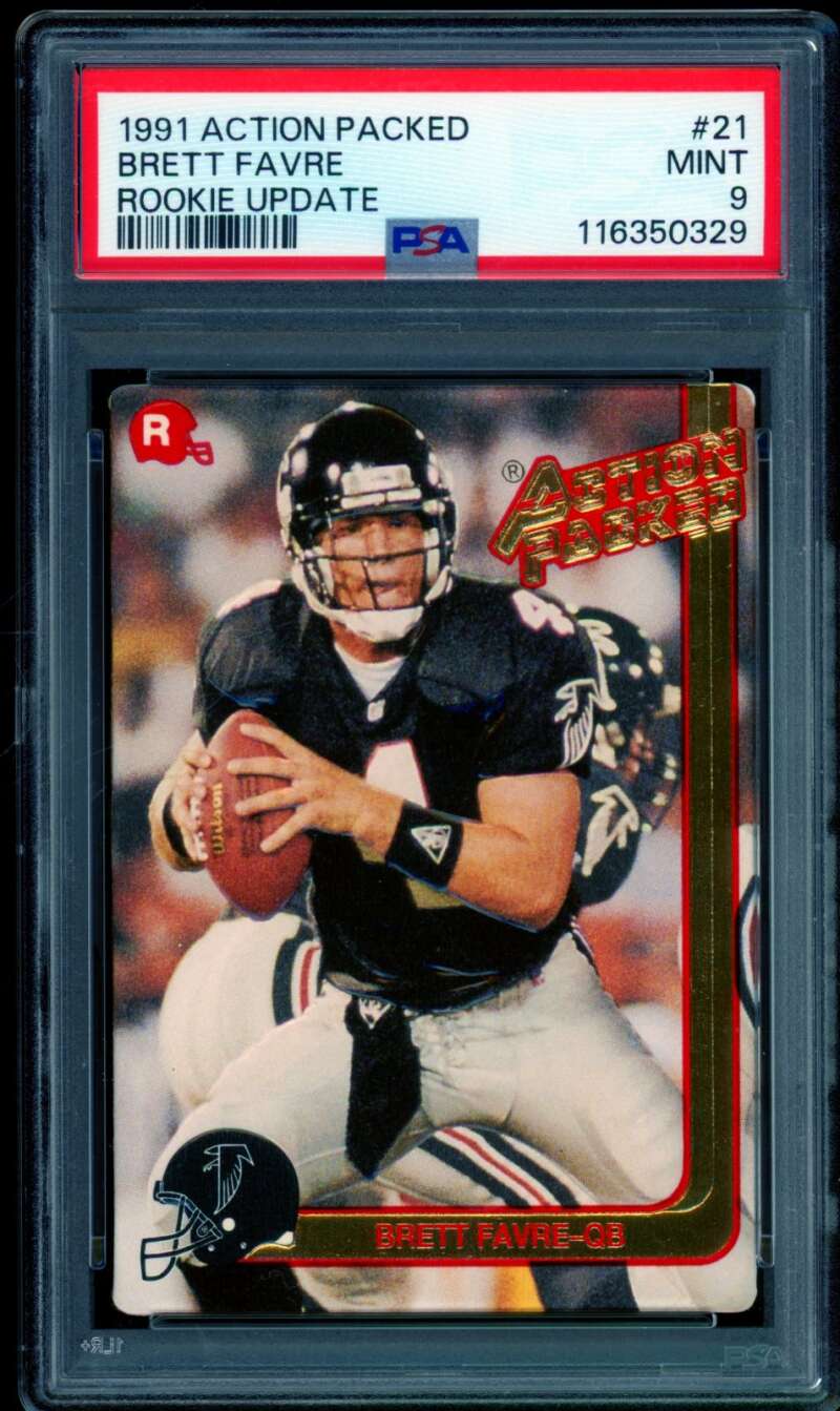 Brett Favre Card 1991 Action Packed Rookie Update #21 PSA 9 Image 1