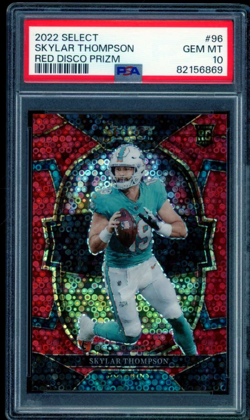 Skylar Thompson Card 2022 Select Red Disco Prizm (3/49) (pop 2) #96 PSA 10 Image 1