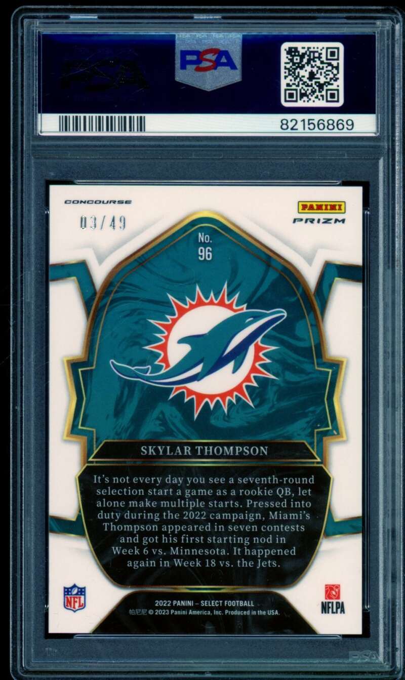 Skylar Thompson Card 2022 Select Red Disco Prizm (3/49) (pop 2) #96 PSA 10 Image 2