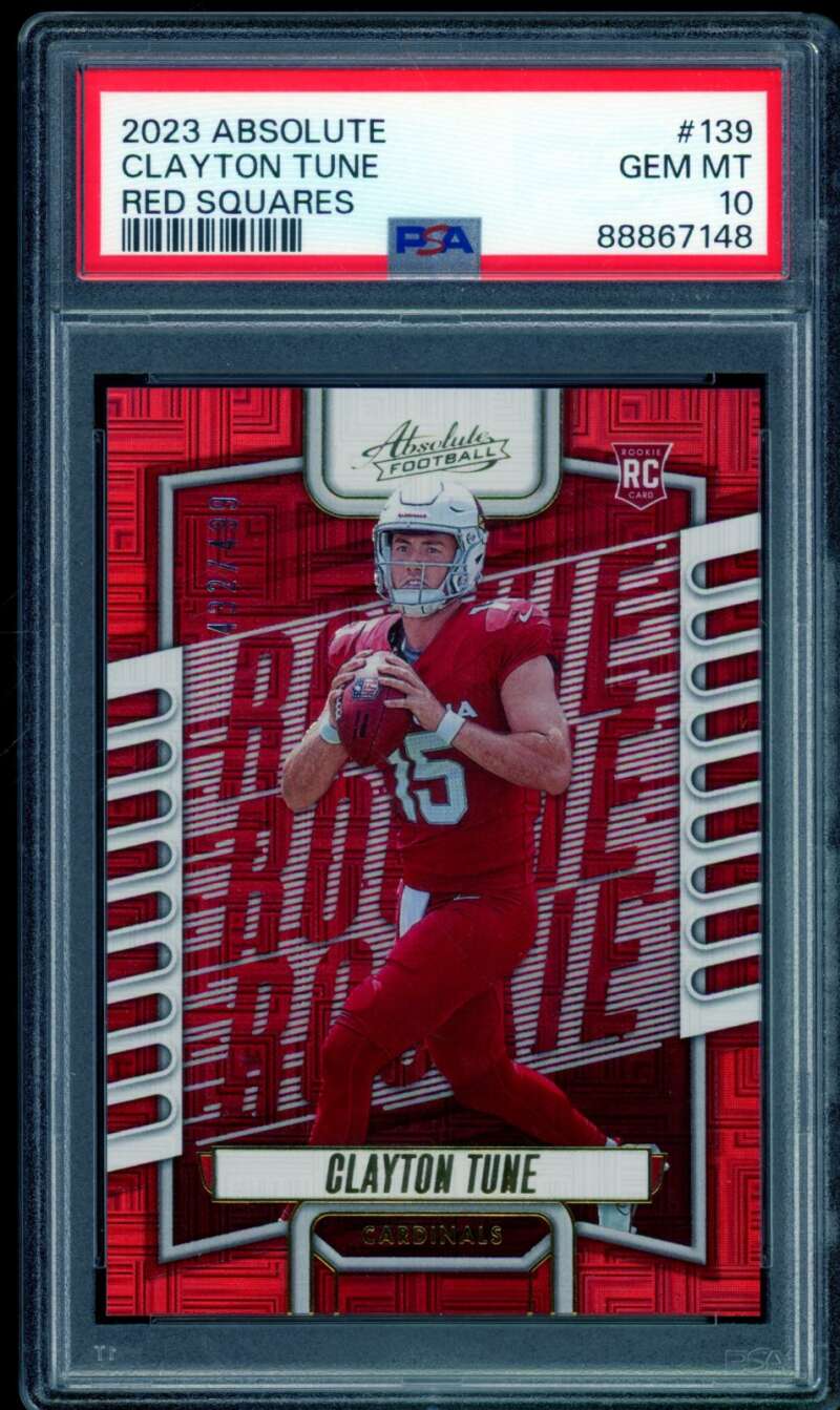 Clayton Tune Rookie Card 2023 Absolute Red Squares #139 PSA 10 Image 1