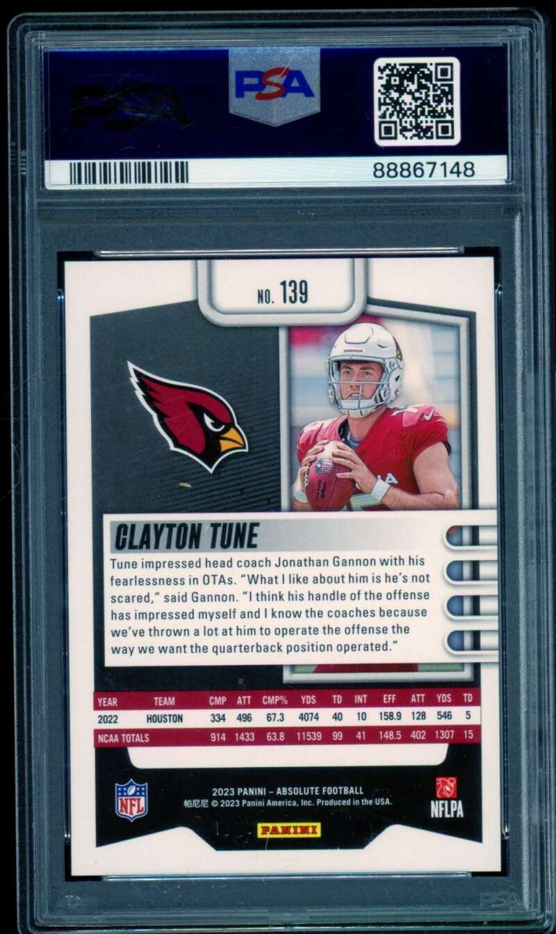 Clayton Tune Rookie Card 2023 Absolute Red Squares #139 PSA 10 Image 2