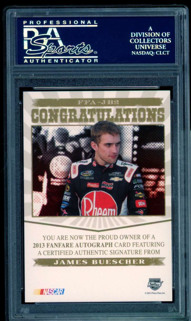 James Buescher Card 2013 Press Pass Fanfare Autographs Gold #JB2 PSA 9 Image 2