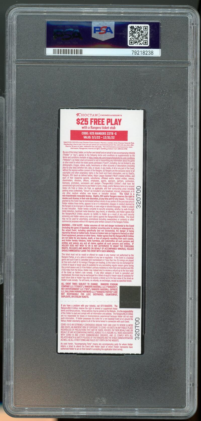 2022 Full Ticket Aaron Judge Home Run #62 New York Yankees vs Rangers PSA 10 Image 2