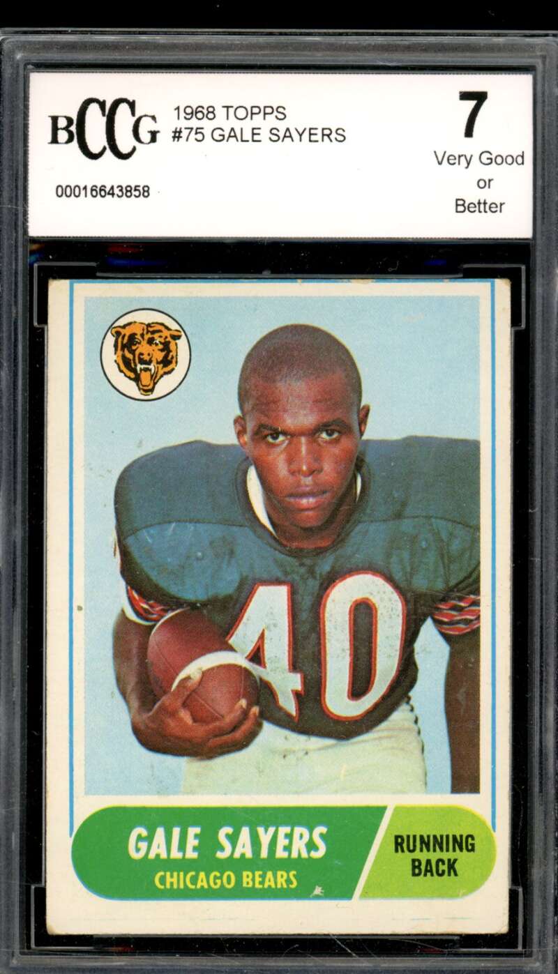 1968 Topps #75 Gale Sayers Card BGS BCCG 7 Very Good+ Image 1