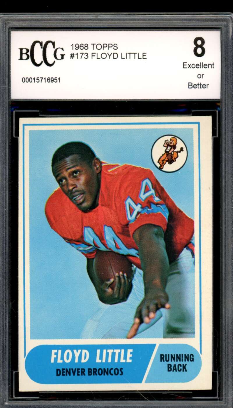 1968 Topps #173 Floyd Little Rookie Card BGS BCCG 8 Excellent+ Image 1