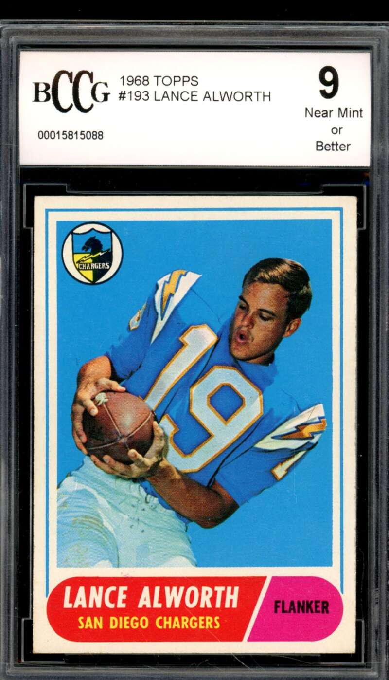 1968 Topps #193 Lance Alworth Card BGS BCCG 9 Near Mint+ Image 1