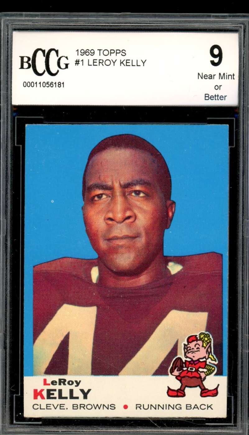 1969 Topps #1 Leroy Kelly Card BGS BCCG 9 Near Mint+ Image 1