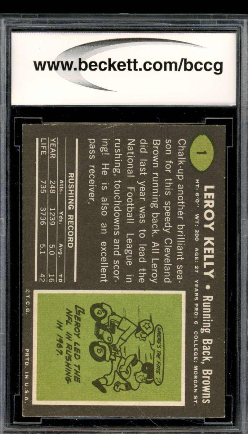1969 Topps #1 Leroy Kelly Card BGS BCCG 9 Near Mint+ Image 2