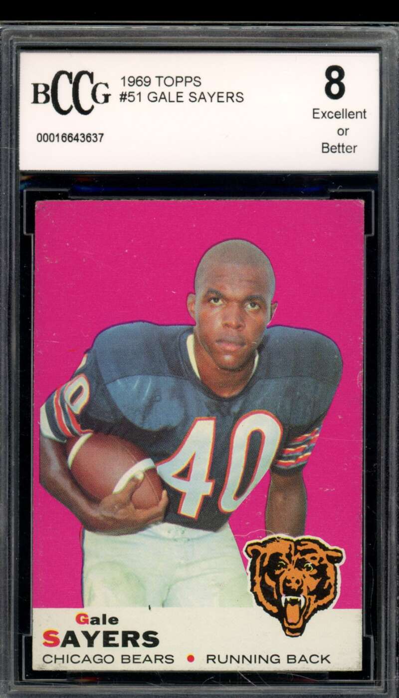 1969 Topps #51 Gale Sayers Card BGS BCCG 8 Excellent+ Image 1