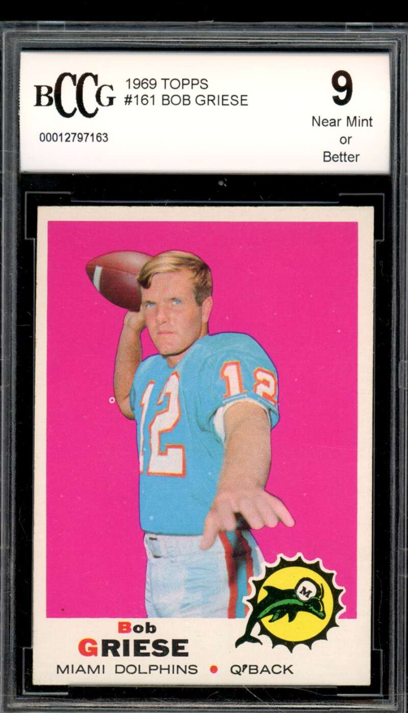 1969 Topps #161 Bob Griese Card BGS BCCG 9 Near Mint+ Image 1