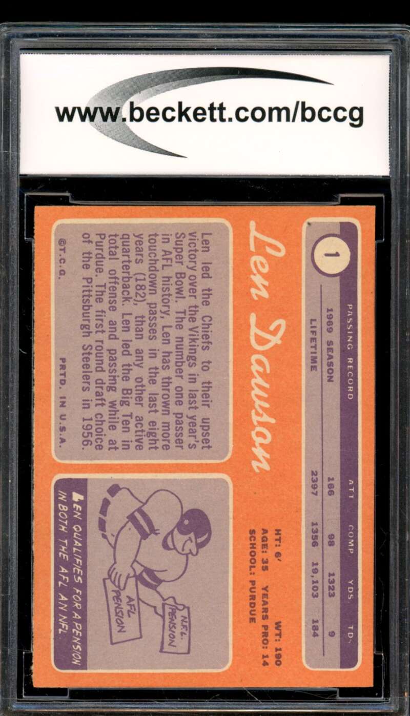 1970 Topps #1 Len Dawson Card BGS BCCG 8 Excellent+ Image 2