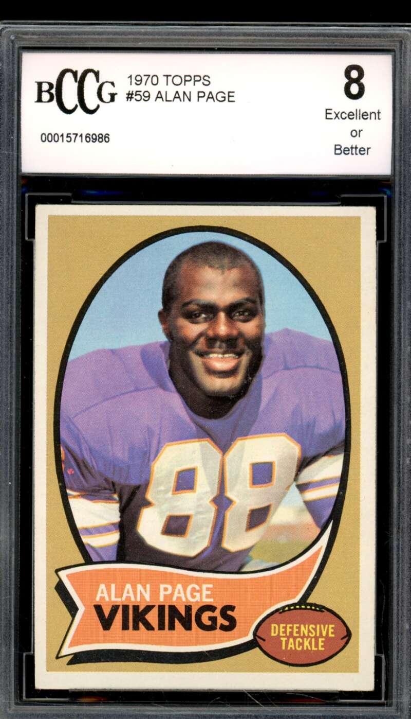 1970 Topps #59 Alan Page Rookie Card BGS BCCG 8 Excellent+ Image 1