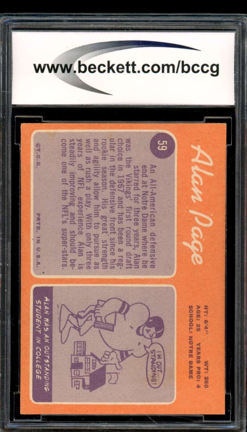 1970 Topps #59 Alan Page Rookie Card BGS BCCG 8 Excellent+ Image 2