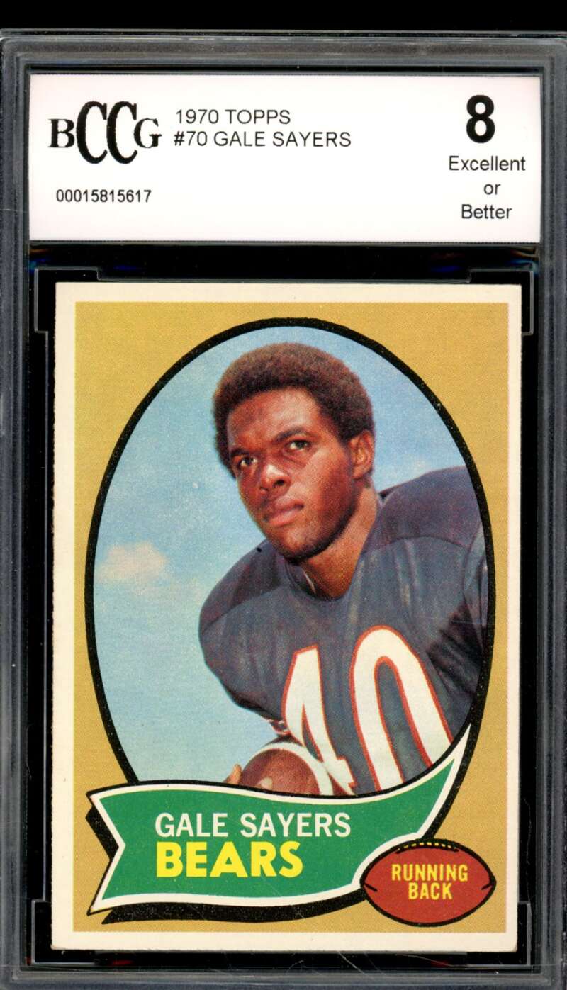 1970 Topps #70 Gale Sayers Card BGS BCCG 8 Excellent+ Image 1