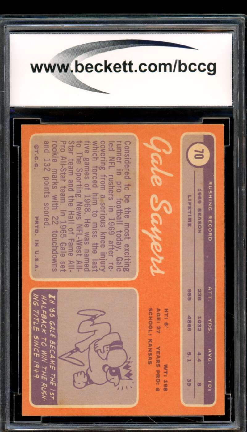 1970 Topps #70 Gale Sayers Card BGS BCCG 8 Excellent+ Image 2