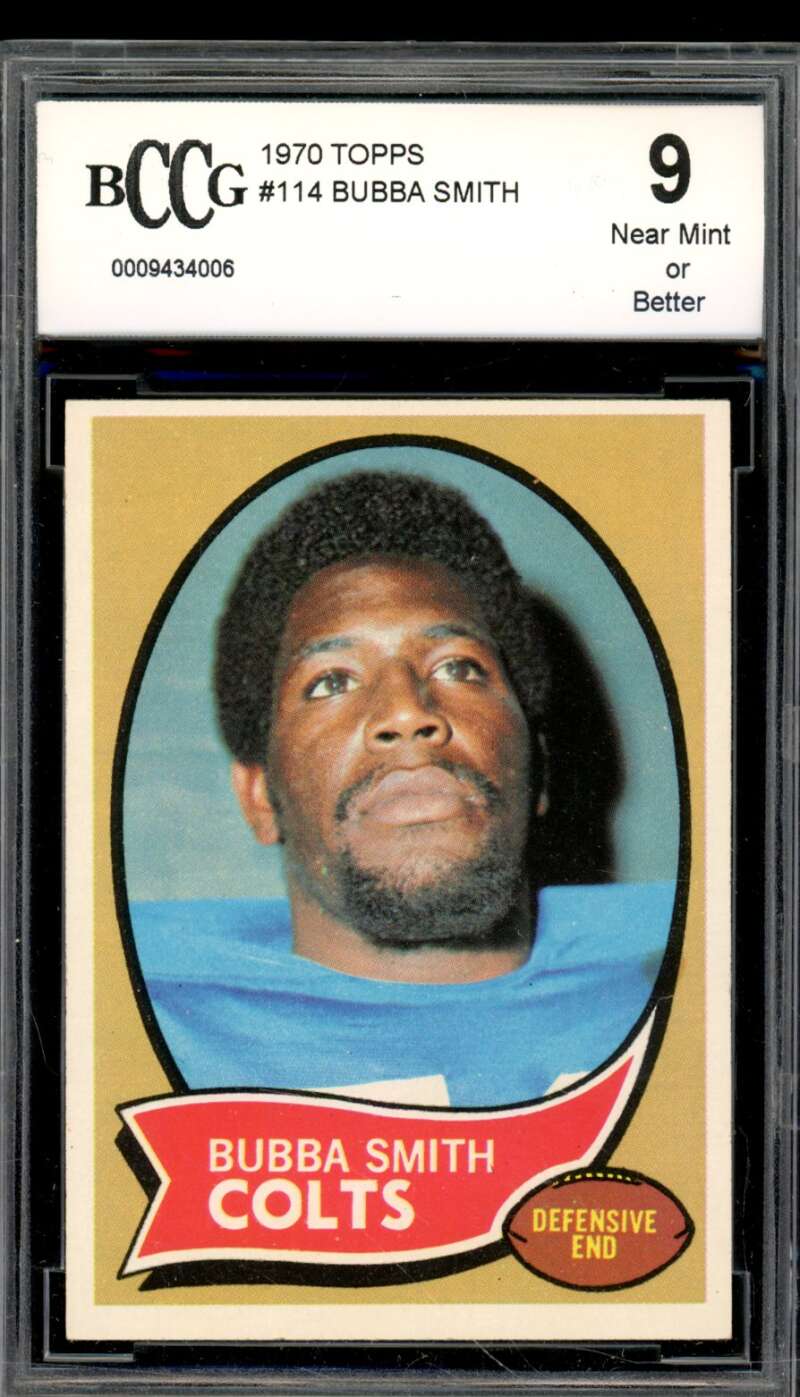 1970 Topps #114 Bubba Smith Rookie Card BGS BCCG 9 Near Mint+ Image 1