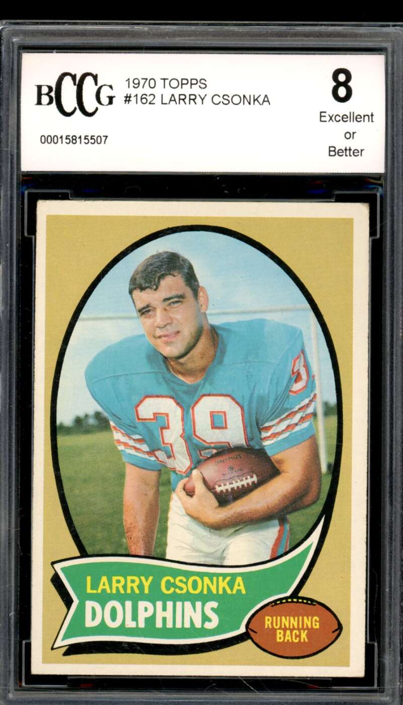 1970 Topps #162 Larry Csonka Card BGS BCCG 8 Excellent+ Image 1