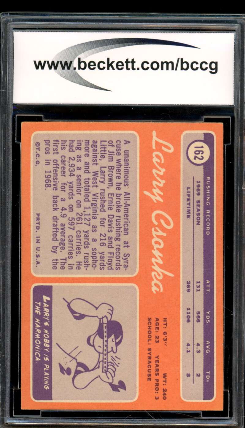 1970 Topps #162 Larry Csonka Card BGS BCCG 8 Excellent+ Image 2